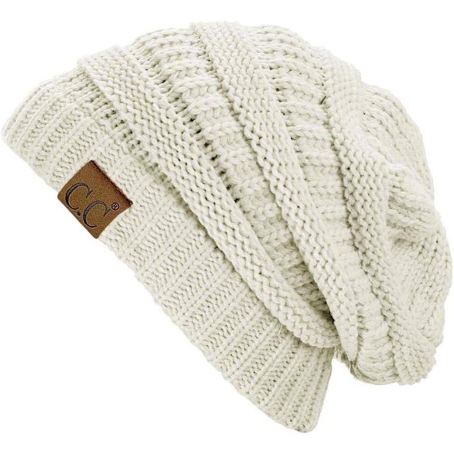 imageCC Trendy Warm Chunky Soft Stretch Cable Knit BeanieIvory