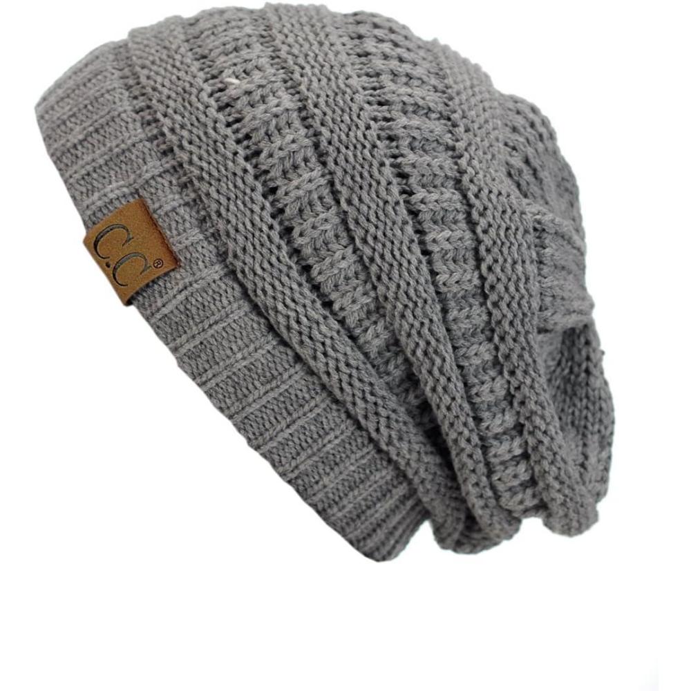 imageCC Trendy Warm Chunky Soft Stretch Cable Knit BeanieLight Melange Gray
