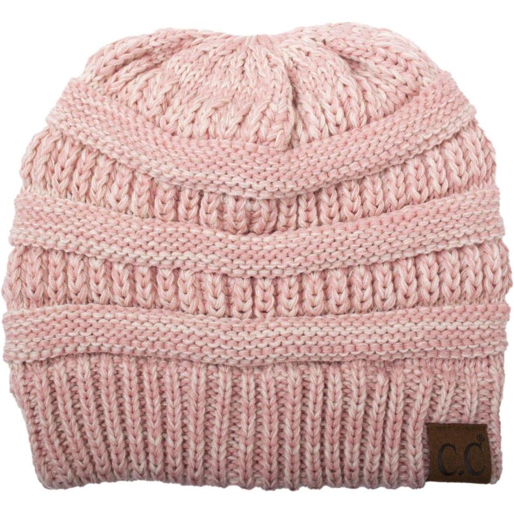 imageCC Trendy Warm Chunky Soft Stretch Cable Knit BeanieLt PinkBeige Mix
