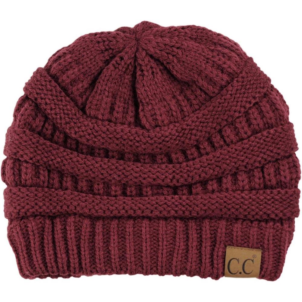 imageCC Trendy Warm Chunky Soft Stretch Cable Knit BeanieMaroon