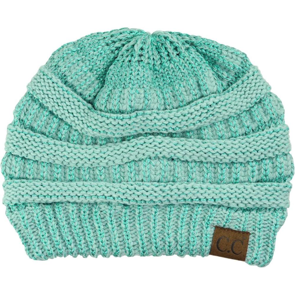 imageCC Trendy Warm Chunky Soft Stretch Cable Knit BeanieMint Metallic