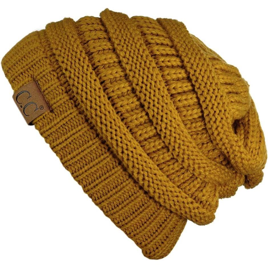 imageCC Trendy Warm Chunky Soft Stretch Cable Knit BeanieMustard