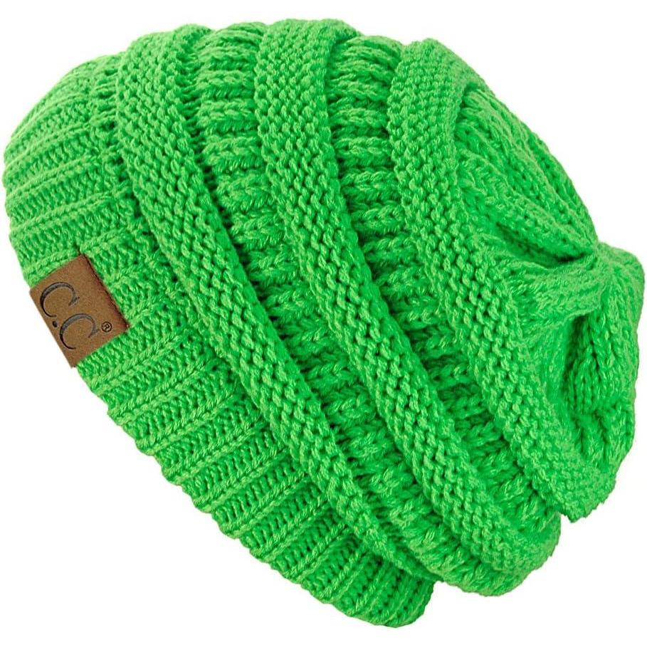 imageCC Trendy Warm Chunky Soft Stretch Cable Knit BeanieNeon Lime