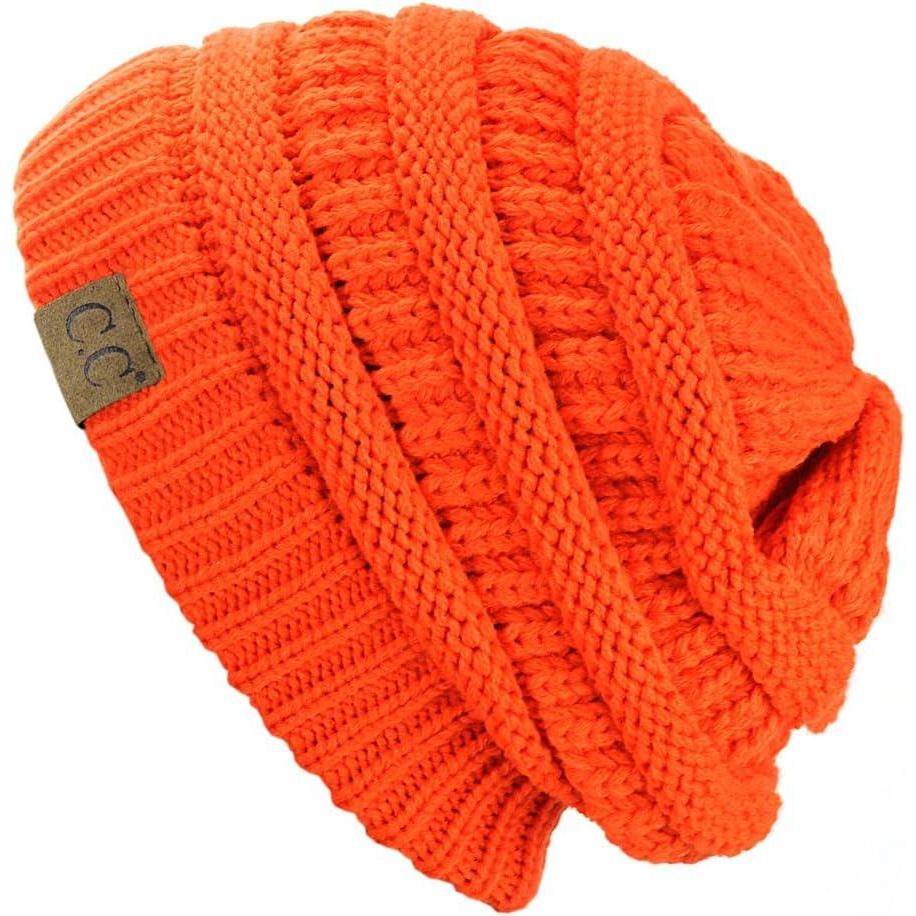 imageCC Trendy Warm Chunky Soft Stretch Cable Knit BeanieNeon Orange