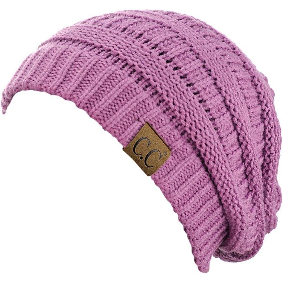 imageCC Trendy Warm Chunky Soft Stretch Cable Knit BeanieNew Lavender