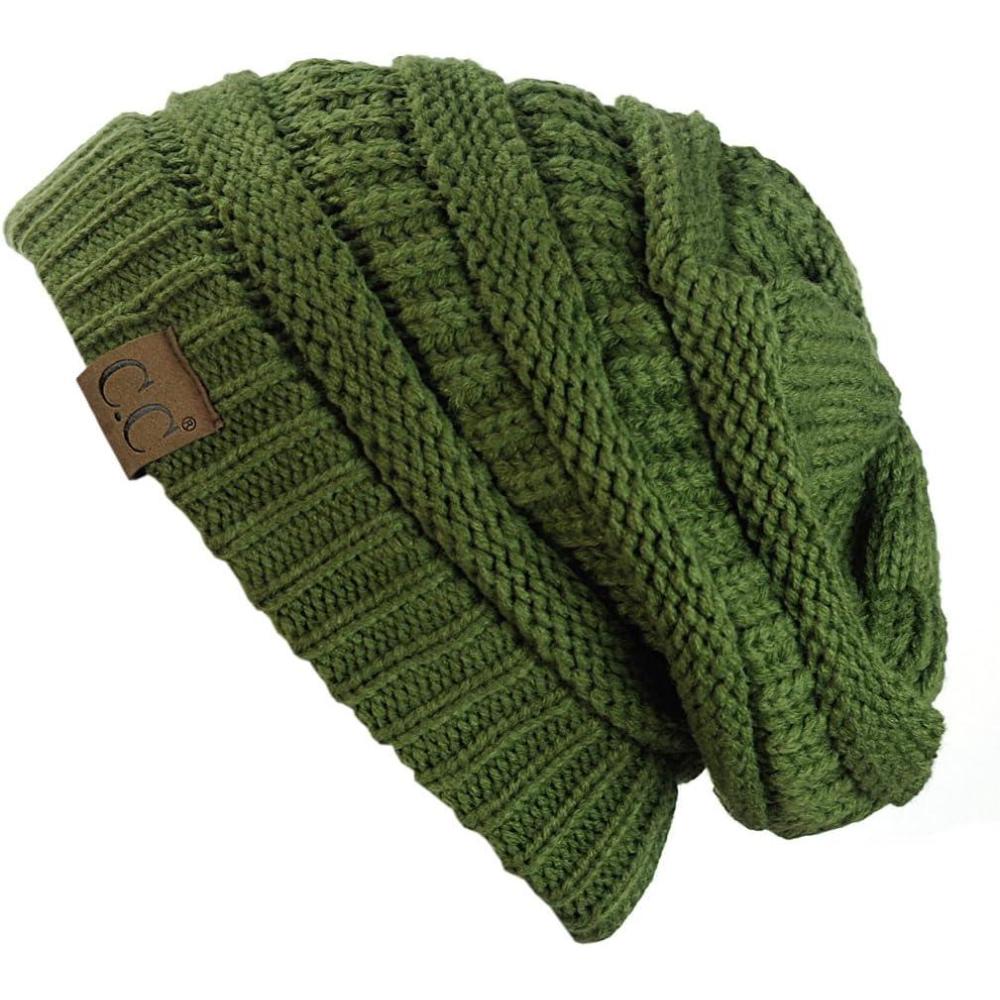 imageCC Trendy Warm Chunky Soft Stretch Cable Knit BeanieOlive