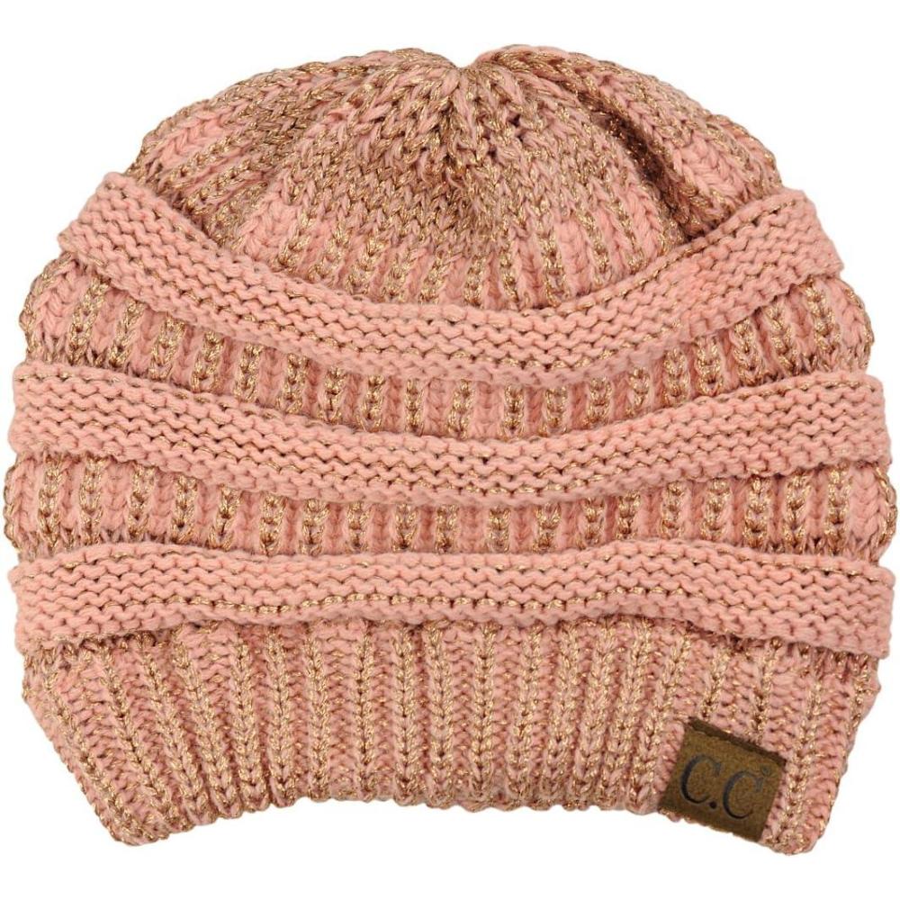 imageCC Trendy Warm Chunky Soft Stretch Cable Knit BeaniePeach Metallic