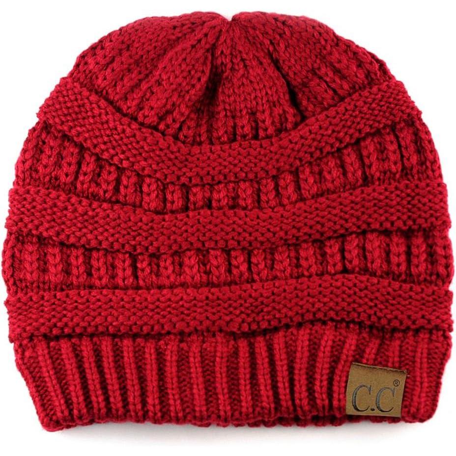 imageCC Trendy Warm Chunky Soft Stretch Cable Knit BeanieRed