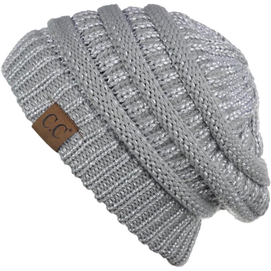 imageCC Trendy Warm Chunky Soft Stretch Cable Knit BeanieSilver