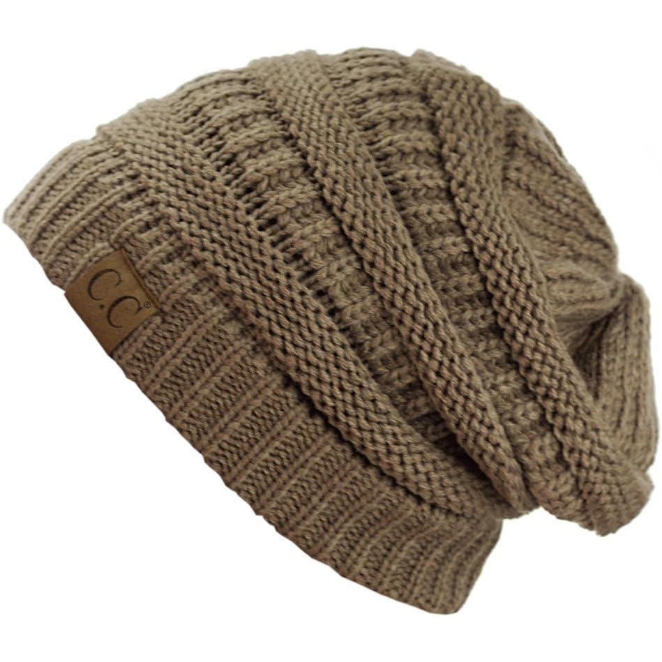 imageCC Trendy Warm Chunky Soft Stretch Cable Knit BeanieTaupe