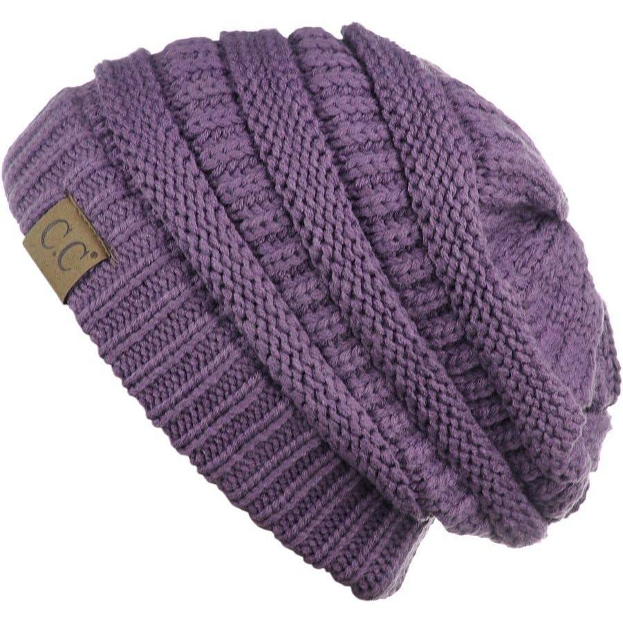 imageCC Trendy Warm Chunky Soft Stretch Cable Knit BeanieViolet