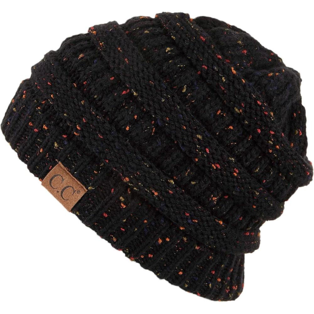 imageCC Unisex Ribbed Confetti Knit Beanie HAT33Black