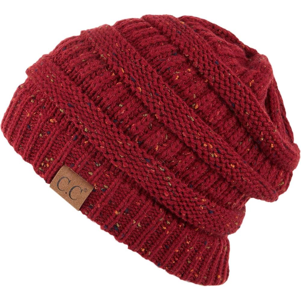 imageCC Unisex Ribbed Confetti Knit Beanie HAT33Burgundy