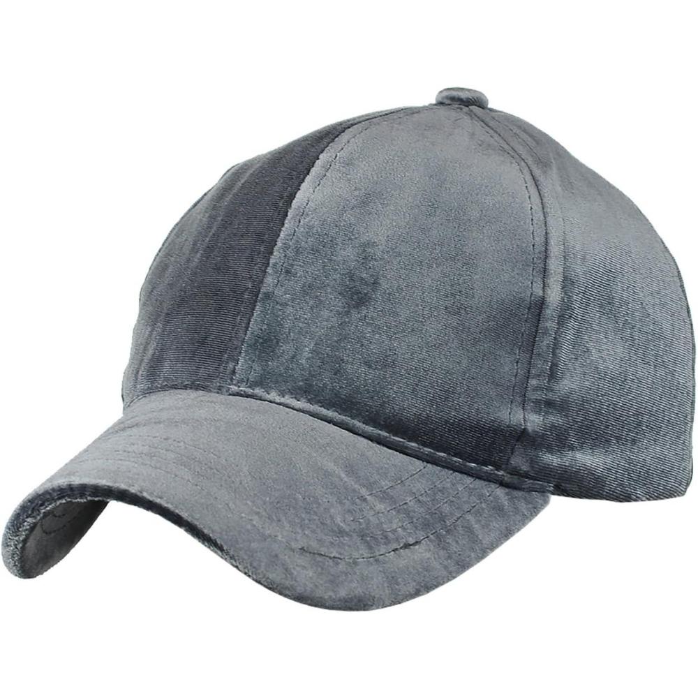 imageCC Unisex Soft Velvet Crushable Blank Adjustable Baseball Cap HatDark Gray