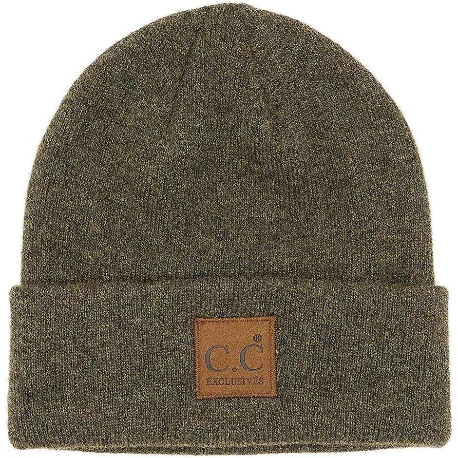 imageCC Unisex Soft Warm Acrylic Knit Cuffed Recycled Yarn BeanieHeather Moss