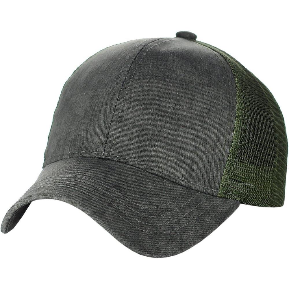 imageCC Unisex Tie Dye Pattern Front Panel Adjustable Mesh Trucker Baseball CapOlive