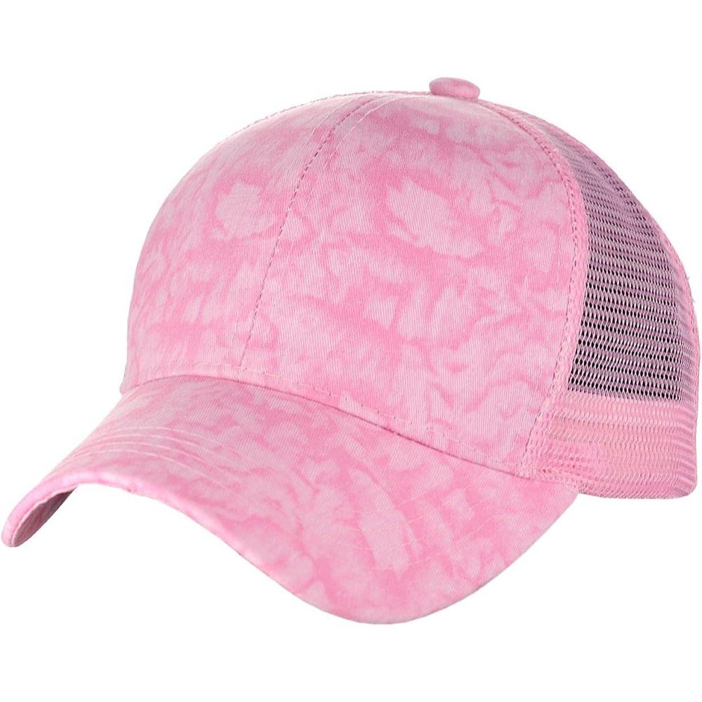 imageCC Unisex Tie Dye Pattern Front Panel Adjustable Mesh Trucker Baseball CapPink