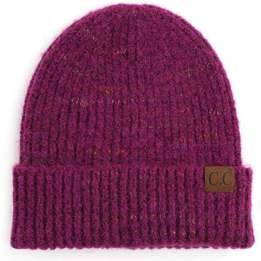 imageCC Unisex Warm Soft Recycled Yarn Skully Beanie2 Way Cuff Magenta