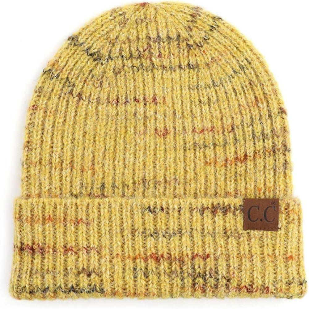 imageCC Unisex Warm Soft Recycled Yarn Skully Beanie2 Way Cuff Mustard