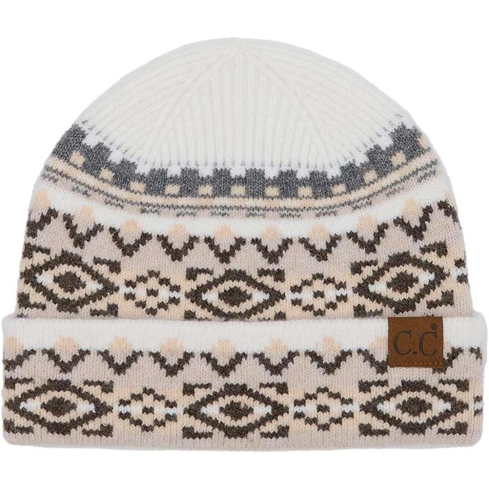 imageCC Unisex Warm Soft Recycled Yarn Skully BeanieAztec Ivory