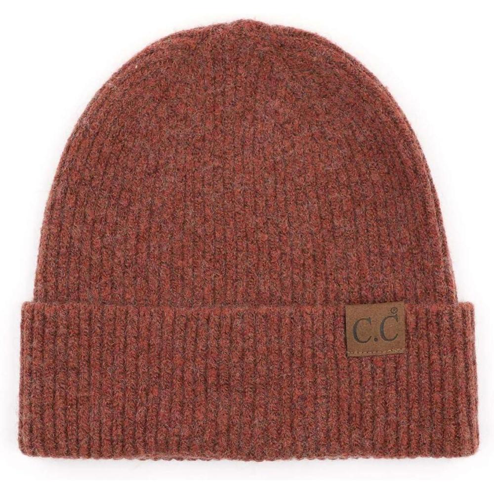 imageCC Unisex Warm Soft Recycled Yarn Skully BeanieRibbed Burnt Henna