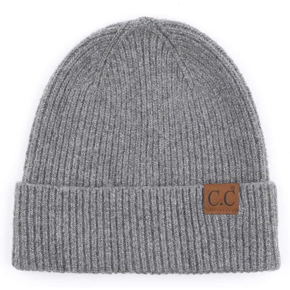 imageCC Unisex Warm Soft Recycled Yarn Skully BeanieRibbed Light Melange Gray