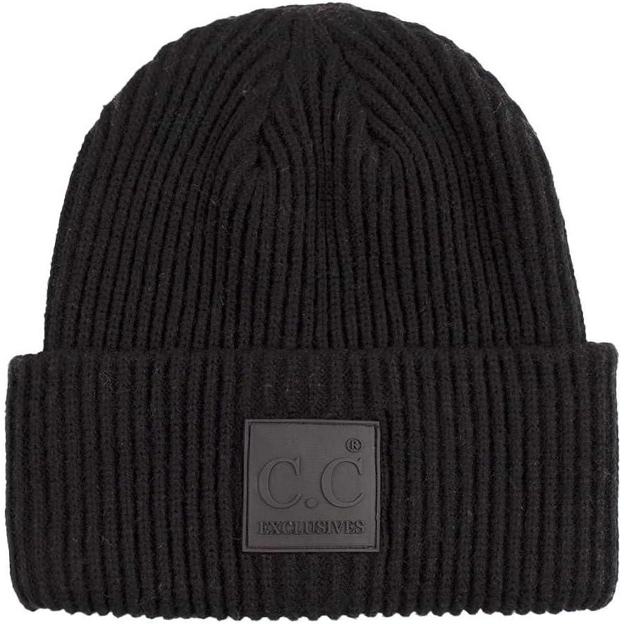 imageCC Unisex Winter Thick Knit Plain Cuff Skull Cap Beanie HatBlack