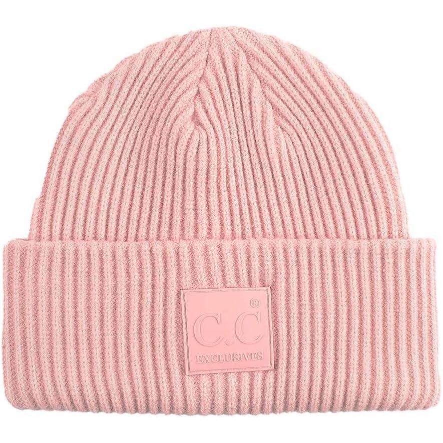 imageCC Unisex Winter Thick Knit Plain Cuff Skull Cap Beanie HatBlush Pink