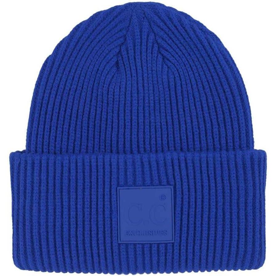 imageCC Unisex Winter Thick Knit Plain Cuff Skull Cap Beanie HatCobalt Blue