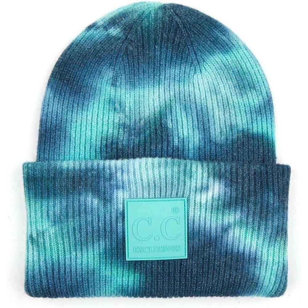 imageCC Unisex Winter Thick Knit Plain Cuff Skull Cap Beanie HatDeep TealSeagreen