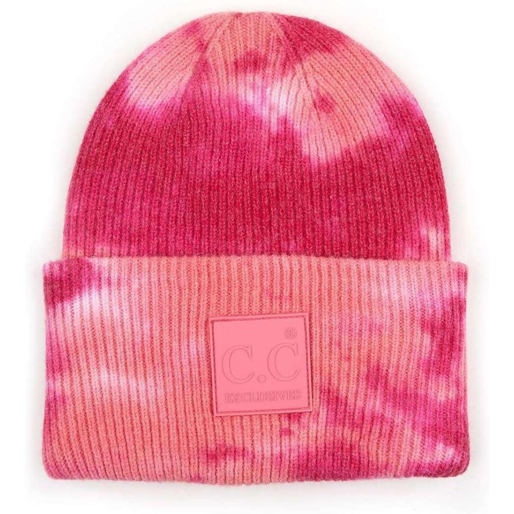 imageCC Unisex Winter Thick Knit Plain Cuff Skull Cap Beanie HatFuchsiaPink