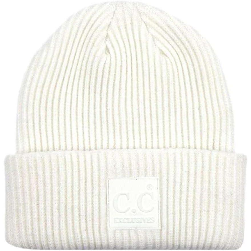 imageCC Unisex Winter Thick Knit Plain Cuff Skull Cap Beanie HatIvory