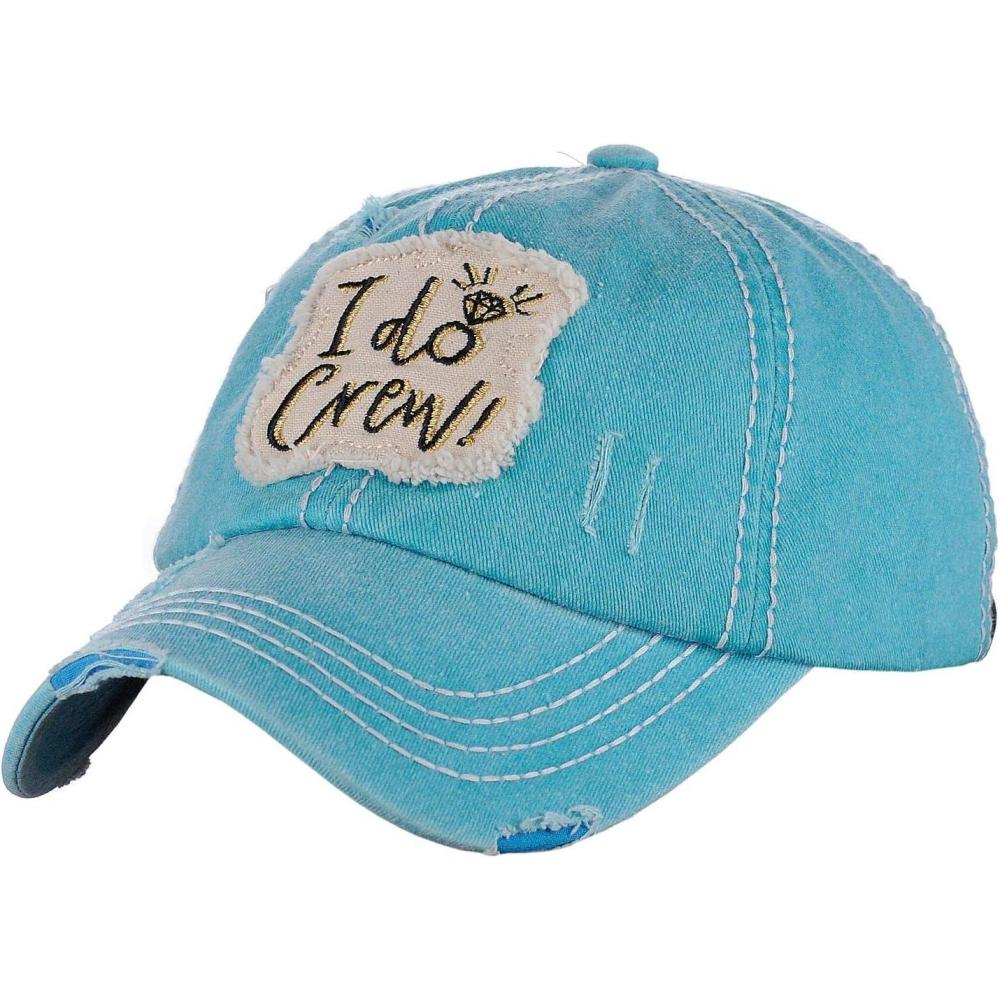 imageCC Womens Distressed Vintage Embroidered Patched Bridal Shower Baseball CapI Do CrewTurquoise