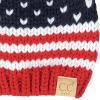 imageCC American Beanie with Iceland Wool Pom for Women Unisex Soft Warm with Iceland Pom Knit Winter Skully HatAmerican Flag  Baby