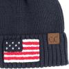 imageCC American Beanie with Iceland Wool Pom for Women Unisex Soft Warm with Iceland Pom Knit Winter Skully HatUsa Flagnavy