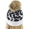 imageCC Animal Print Soft Warm Knit Cuff Faux Fur Pom BeanieIvory
