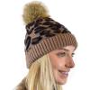 imageCC Animal Print Soft Warm Knit Cuff Faux Fur Pom BeanieMocha