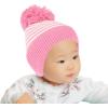 imageCC Baby Double Fur Pom Pom Beanie with Ear Flap for Boys Girls  Comfortable Soft Warm Infant Toddler Baby Knit Skully HatStripes  Pink