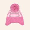 imageCC Baby Double Fur Pom Pom Beanie with Ear Flap for Boys Girls  Comfortable Soft Warm Infant Toddler Baby Knit Skully HatStripes  Pink