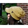 imageCC Beanie Fuzzy Fleece Lining Warm Oversized Chunky Soft Stretchy Ribbed Slouchy Knit Hat with Visor BrimCamel