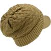 imageCC Beanie Fuzzy Fleece Lining Warm Oversized Chunky Soft Stretchy Ribbed Slouchy Knit Hat with Visor BrimCamel