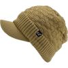 imageCC Beanie Fuzzy Fleece Lining Warm Oversized Chunky Soft Stretchy Ribbed Slouchy Knit Hat with Visor BrimCamel