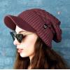 imageCC Beanie Fuzzy Fleece Lining Warm Oversized Chunky Soft Stretchy Ribbed Slouchy Knit Hat with Visor BrimCoco Berry