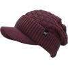 imageCC Beanie Fuzzy Fleece Lining Warm Oversized Chunky Soft Stretchy Ribbed Slouchy Knit Hat with Visor BrimCoco Berry