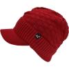 imageCC Beanie Fuzzy Fleece Lining Warm Oversized Chunky Soft Stretchy Ribbed Slouchy Knit Hat with Visor BrimDark Red