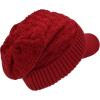 imageCC Beanie Fuzzy Fleece Lining Warm Oversized Chunky Soft Stretchy Ribbed Slouchy Knit Hat with Visor BrimDark Red