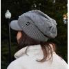 imageCC Beanie Fuzzy Fleece Lining Warm Oversized Chunky Soft Stretchy Ribbed Slouchy Knit Hat with Visor BrimLight Melange Grey