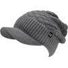 imageCC Beanie Fuzzy Fleece Lining Warm Oversized Chunky Soft Stretchy Ribbed Slouchy Knit Hat with Visor BrimLight Melange Grey