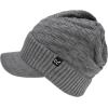 imageCC Beanie Fuzzy Fleece Lining Warm Oversized Chunky Soft Stretchy Ribbed Slouchy Knit Hat with Visor BrimLight Melange Grey