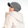 imageCC Beanie Fuzzy Fleece Lining Warm Oversized Chunky Soft Stretchy Ribbed Slouchy Knit Hat with Visor BrimLight Melange Grey
